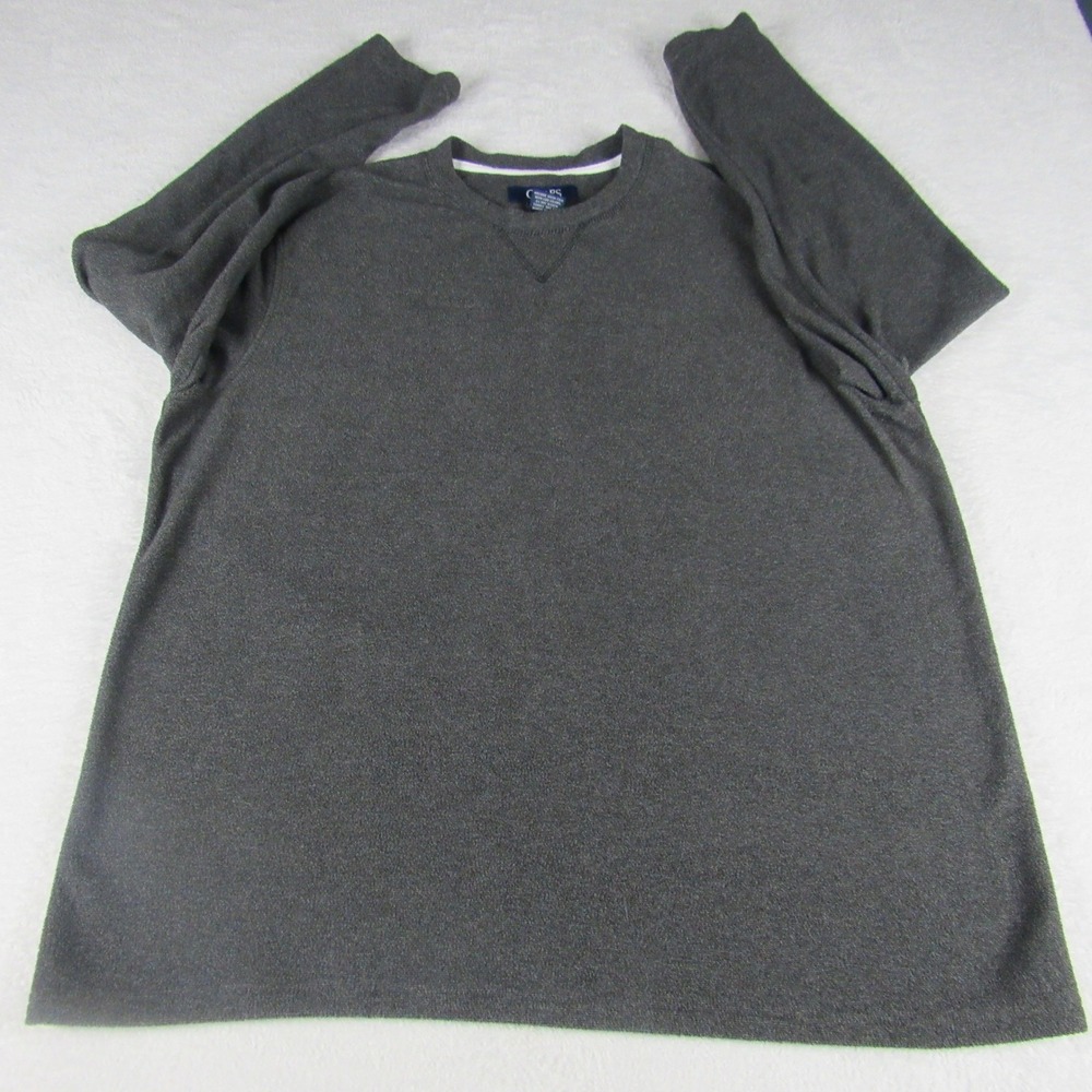 Chaps Mens XL Gray Fleece Long Sleeve‎ Crew Neck Lounge Pullover